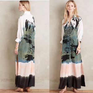 Vivian Ramsay Blue Watercolor Garden Silk Dress